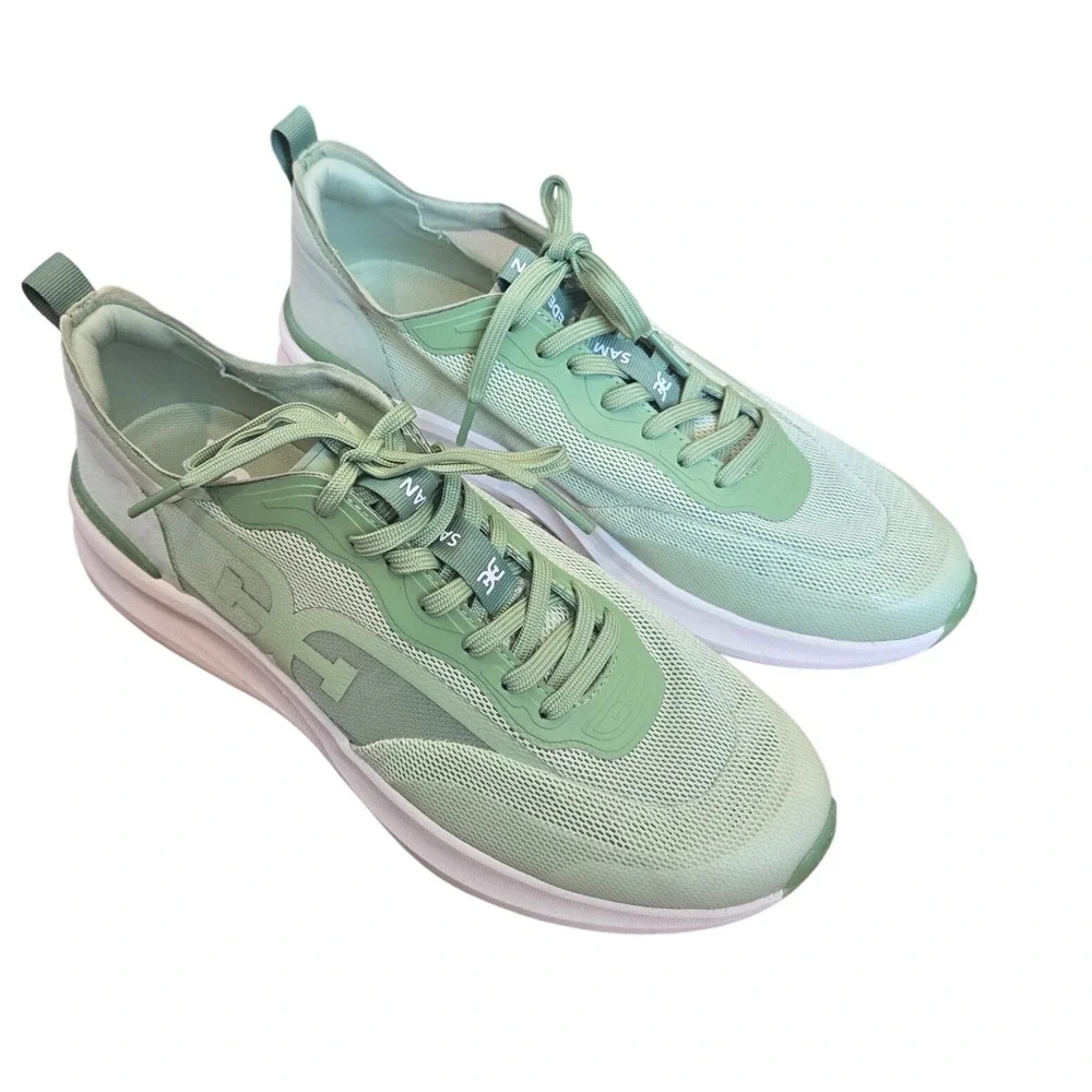 Sam Edelman Sarita Sneakers Green Mesh Lace Up Athletic Shoes Tennis Preppy 10.5